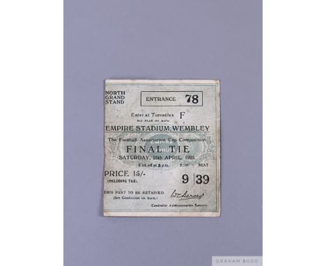 1925 F.A. Cup Final ticket for Cardiff City v Sheffield United, 25th April 1925