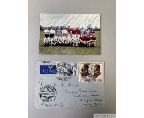 England 1962 World Cup squad colour photograph depicting the twenty-three man World Cup partythe photo fully autographed by t