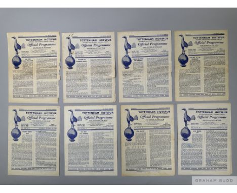 A complete run of Tottenham Hotspur home league and cup match programmes 1949-50including Whites v. Reds, 13th August 1949 an