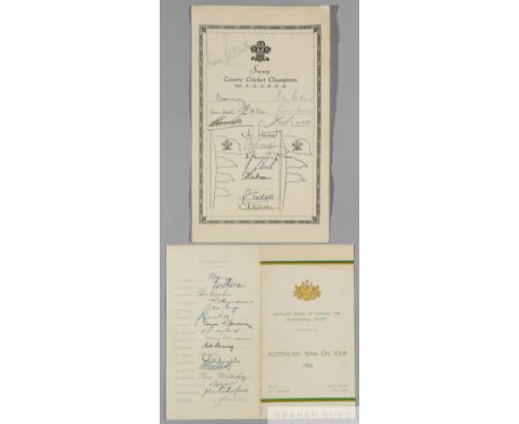 Australian cricket team on tour in the UK, 1956, signed programme of matches,signed on back page in ink by the 17 touring sid