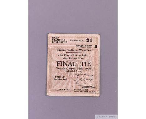 1926 F.A. Cup final ticket for Bolton Wanderers v. Manchester City, 24th April 1926