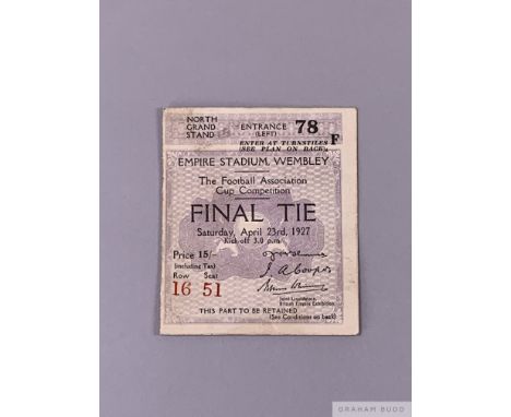 1927 F.A. Cup Final ticket for Cardiff v. Arsenal, 23rd April 1927Row 16, Seat 51