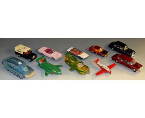 Dinky Toys - 137 Plymouth Fury Convertible - pale pink and cream, Burgundy interior;  213 Ford Capri Rally Car;  189 Lamborgh