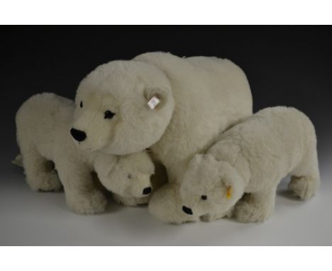 Steiff Animals - a family of three Polar Bears comprising limited edition Arco standing bear, white ear tag, No036347, 0364/1