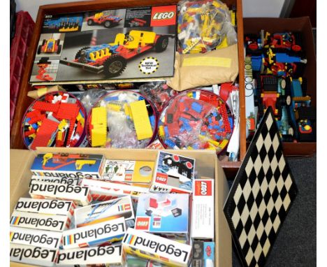 Lego - an extensive collection of building blocks, inc built cars,bricks, motors, wheels, books, and leaflets etc, part glued