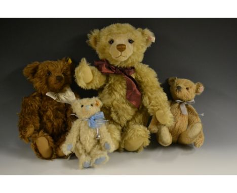 Steiff Teddy Bears - a classic red/brown mohair Tilt-Me Voice bear, yellow ear tag,  No 004490;  a golden mohair jointed Mill