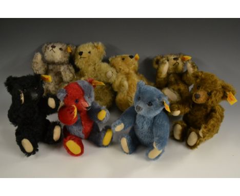 Steiff Teddy Bears - a complete set of eight Danbury mint centenary collection small Teddy bears, comprising Harlequin, No 66