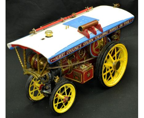 A scratch built live steam scale model, of a Showman's Traction Engine, Albert Cooling's Golden Galloping Horses on Tour, Joh