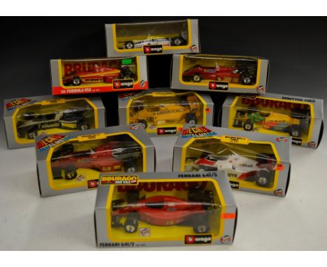 Burago - 1:24 scale model Racing cars inc 6101 Ferrari 641/2;  6102 Benetton Ford;  6104 Brabham BT Turbo;  6105 Williams FWO