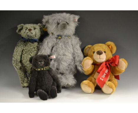 Steiff Teddy Bears - a rare black alpaca limited edition bear 2007, white ear tag, No 662546, 0739, bag; others a limited edi