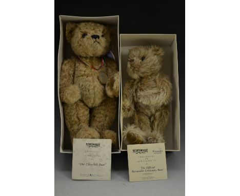 Two Merrythought teddy bears, boxed with certificates