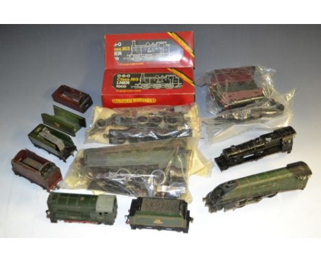 An extensive collection of model railway spares - inc Hornby Dublo locomotives, Chassis, wheels, etc;  others Meccano;  narro