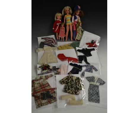 Sindy Dolls - 1970s comprising Trendy Girl Sindy doll, auburn hair, wearing 1973 Zing a ding;  another Fun Time;  a Patch dol