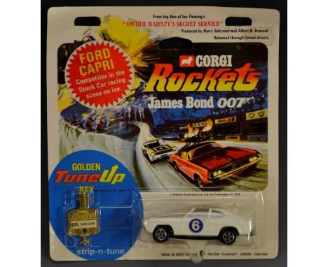 Corgi Toys -  Rockets, James Bond 007 No.925 Ford Capri. Model is NM with Key still sealed on Original Card. Item is from Ext