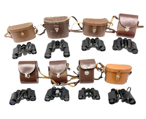 Eight cased pairs of binoculars, to include Noctovist Mk II 8x30, Prinz 8x30, Steiner Bayreuth 8x30, Springfield H.F.P 8x26 e