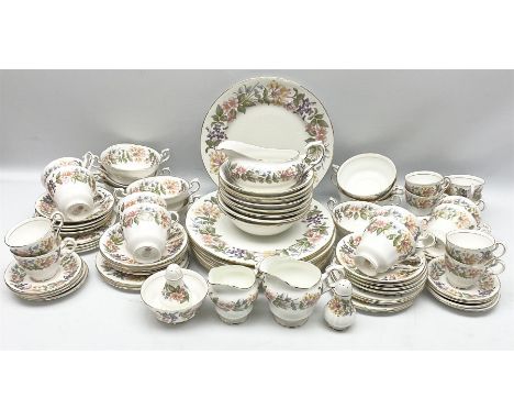 Paragon Country Lane part tea and dinner service, including eight tea cups and saucers, nine dinner plates, eight bowls, eigh