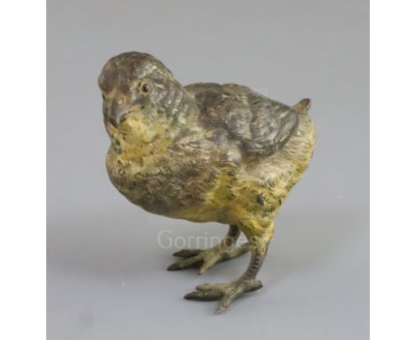 A 19th century Austrian cold painted bronze model of a fledgling, 3.5in.