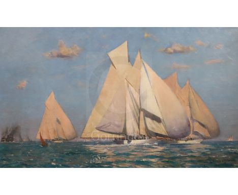 § Norman Wilkinson (1878-1971)oil on boardRacing yachts at seasigned17 x 28in.