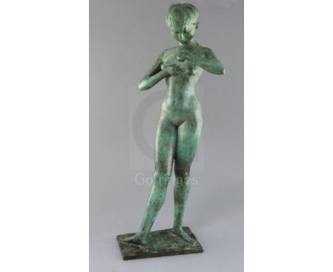 § Bernard Sindall (1924-1998). A green patinated bronze, 'The Necklace', signed and dated 1988 (exhibited Jonathan Clark Ltd 