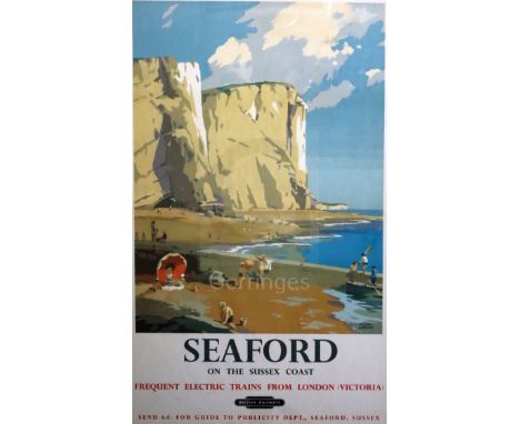 Frank Sherwin (1896-1985)colour lithographSeaford on the Sussex Coast, published by British Railways and printed by Wood, Roz