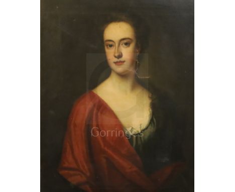 Early 18th century English Schooloil on canvasPortrait of Sarah Knight, Aged 43, died 174330 x 25in., canvas torn
