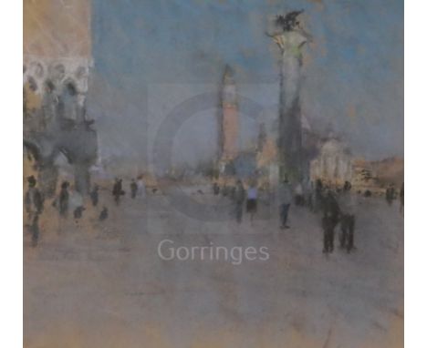 Bernard Dunstan (1920-2017)pastelThe Piazzetta late afternoon initialled, 8 x 8.5in., and a sketch of Venice,10 x 4.5in.