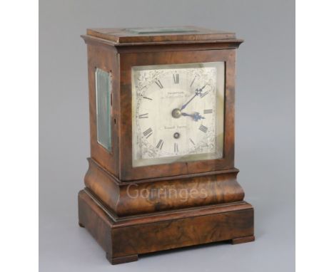 Thompson, 53 Southampton Row, Russell Square. An early Victorian walnut four glass bracket timepiece, with silvered square Ro