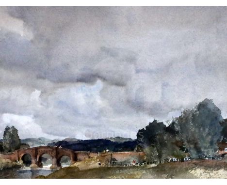 § Sir William Russell Flint (1880-1969)watercolourThe Bridge at Bodiam Castlesigned, 1954 Fine Art Society label verso10.5 x 