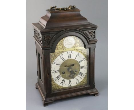 Charles Gillespie of Dublin. A George III quarter repeating bracket clock, in pearwood case, with blind fretwork frieze, the 