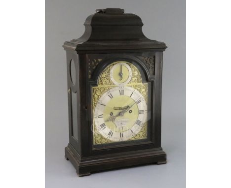 Benjamin Lockwood of Swaffham. A George III ebonised pearwood bracket clock, the arched brass dial with strike / silent, fals