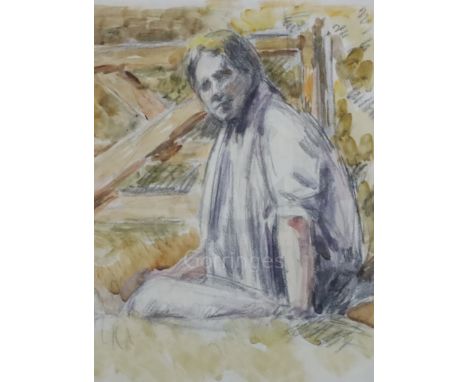 § Duncan Grant (1885-1978)pencil and watercolourPortrait of Rupert BrookeGiven by the artist to the vendor10 x 7.5in. (with l