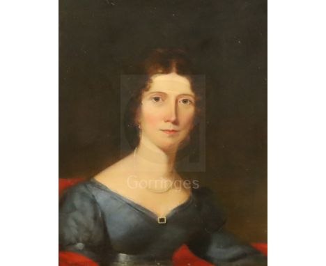 Attributed to Josiah Slater (Irish, 1781-1847)oil on mill boardPortrait of Kitty Pakeham, Daughter of Baron of Longford, Irel