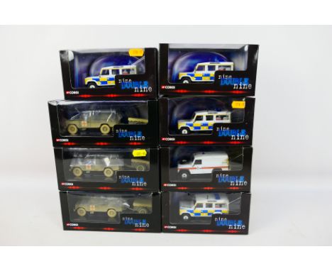 Corgi - Eight diecast model motor vehicles by Corgi in the Nine Double nine series, scale 1:43 to include Land Rover Defender