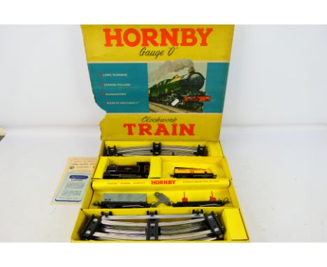 Hornby - A O gauge No. 45 Tank Goods clockwork train set. Includes 0-4-0 BR 3-2011 Black Locomotive, Rolling stock and track,