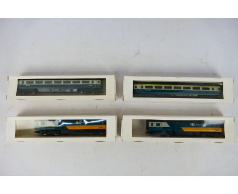 Hornby - Model Railways - Four OO gauge inter-city items in blue and grey livery to include a driving car (43011), dummy car 