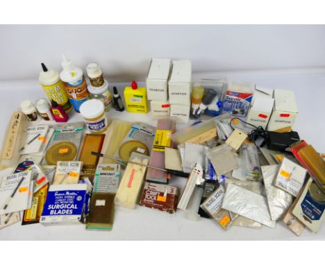 Deluxe Materials - Swann Moreton - Model Scene - A collection of model railway making items including glues, colour kits, sce