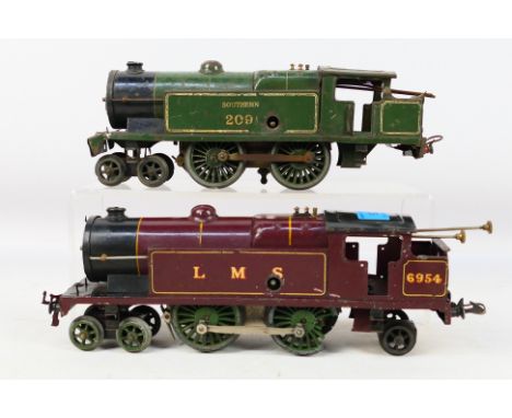 Hornby - two O Guage tin-plate tank locomotives 4-4-2 comprising op no 2091 Southern green livery, clockwork mechanism, appea