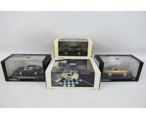 Norev - 4 x boxed cars in 1:43 scale, Vespa 400 Monte Carlo # 850010, Lancia Appia # 783040, Lancia Flavia Sport Zagato # 785