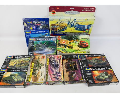 Revell - Airfix - A boxed collection of 11 plastic model kits in various scales. Lot includes Revell #03219 1:76 Morris Truck