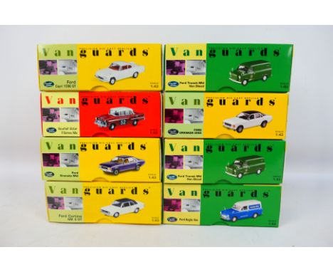 Vanguards - Eight diecast model motor vehicles by Vanguards, scale 1.43 to include Ford Granada Ghia Model No. VA05205, Ford 