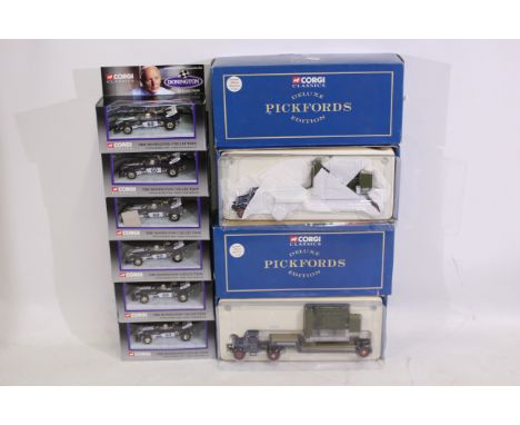 Corgi - Shop Stock - 8 x boxed die-cast model Corgi vehicles - Lot includes a set of 6 x 'Donington Collection' #97378 Surtee