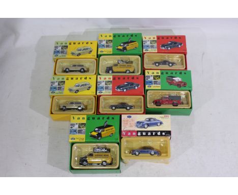 Vanguards - Eight diecast model motor vehicles by Vanguards, scale 1:43 to include Ford Transit Van Evening Standard Livery M