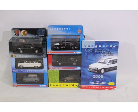 Vanguards - Six diecast model motor vehicles by Vanguards, scale 1:43 to include Ford Zephyr MKII Model No. VA06103, Rover 75