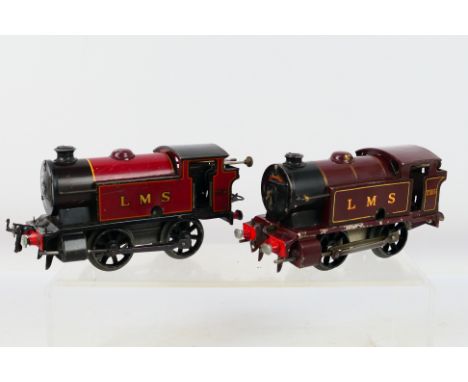 Hornby Series - Tinplate - A pair of unboxed O gauge tinplate clockwork locomotives to include 0-4-0 LMS 2115 in Maroon Liver
