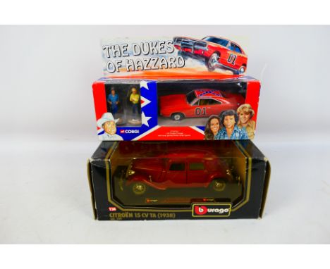 Corgi - Bburago - 2 x boxed models, The Dukes Of Hazzard 1:36 scale General Lee Dodge Charger with Bo and Luke figures # CC05