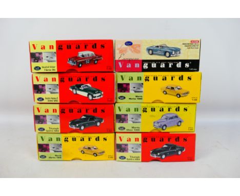 Vanguards - Eight diecast model motor vehicles by Vanguards, scale 1.43 to include Morris Marina 1800 Model No. VA006306, Aus