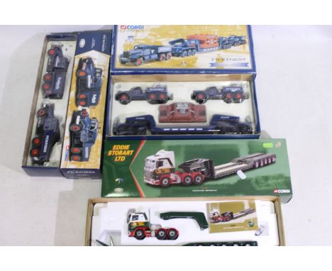 Corgi - 3 x limited edition boxed 1:50 Corgi die-cast model trucks - Lot includes a 'Eddie Stobart' #CC12203 Scania Low Loade