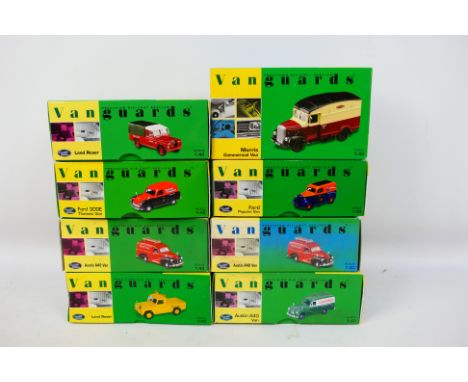 Vanguards - Eight diecast model motor vehicles by Vanguards, scale 1.43 to include Land Rover Model No. VA07603, Evening stad