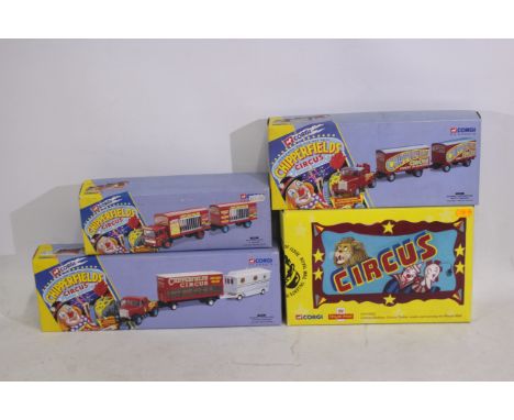 Corgi - Chipperfields Circus - 4 x boxed Corgi Chipperfields die-cast model trucks and trailers - Lot includes a #97915 Scamm
