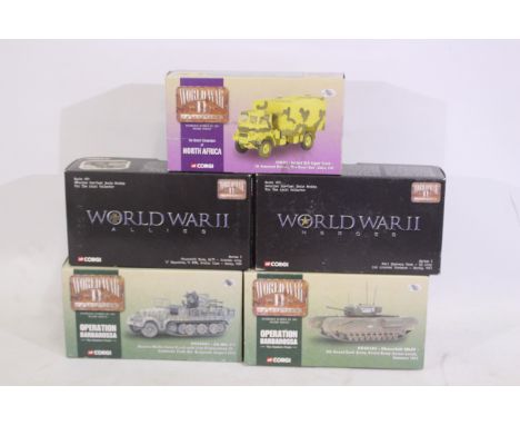 Corgi - 5 x boxed World War II Collection/Heroes die-cast model vehicles. Lot includes a #CC51006 1:50 scale 1943 US Army M4A